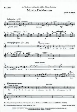 Musica Dei Donum Flute Part SATB, Flute