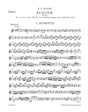 Requiem K 626 Eybler & Suessmayr Completion Violin 1  