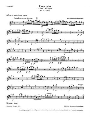 Concerto No 1 G major K 313 K 285c Flute  
