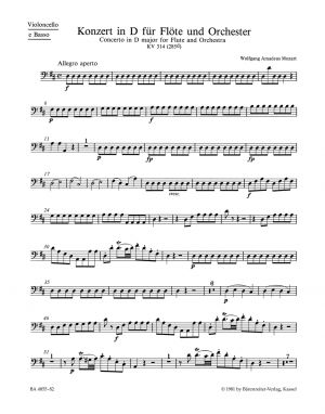 Concerto No 2 D major K 314 K 285d Flute