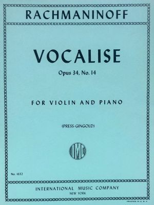 Vocalise Op 34 No 14 Violin, Piano