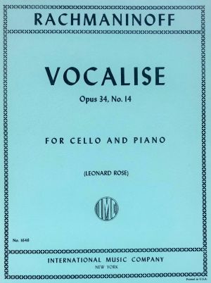 Vocalise Op 34 No 14 Cello, Piano