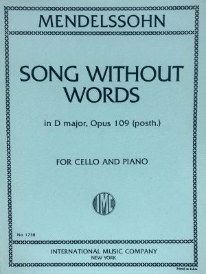 Song Without Words D major Op 109 Cello, Piano
