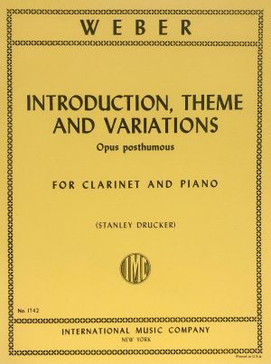Introduction, Theme and Variations Op posthumous Clarinet, Piano