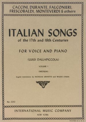 Italian Songs of the 17th and 18th Centuries Medium Voice, Piano Vol 1