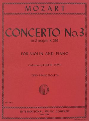 Concerto No 3 G major K 216 Violin, Piano