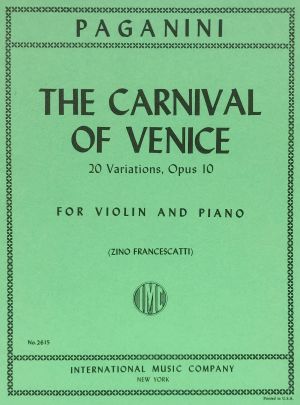 The Carnival of Venice 20 Variations Op 10 Violin, Piano