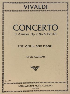 Concerto A major Op 9 No 6 RV 348 Violin, Piano