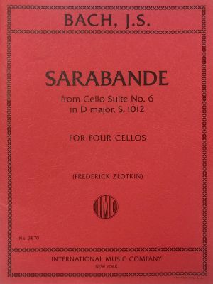 Sarabande from Cello Suite No 6 D major S 1012 4 Cellos