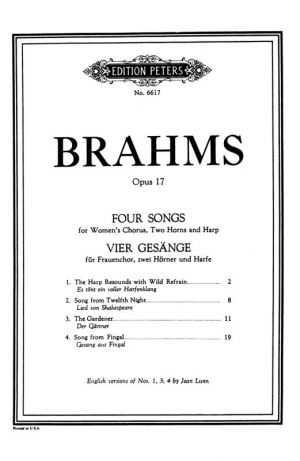 4 Choruses Op 17 English, German SSA